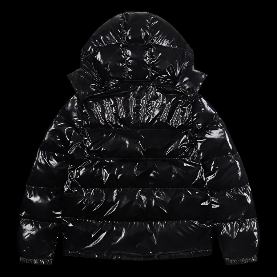 Trapstar Black Gloss Hooded Puffer Jacket DripHaus