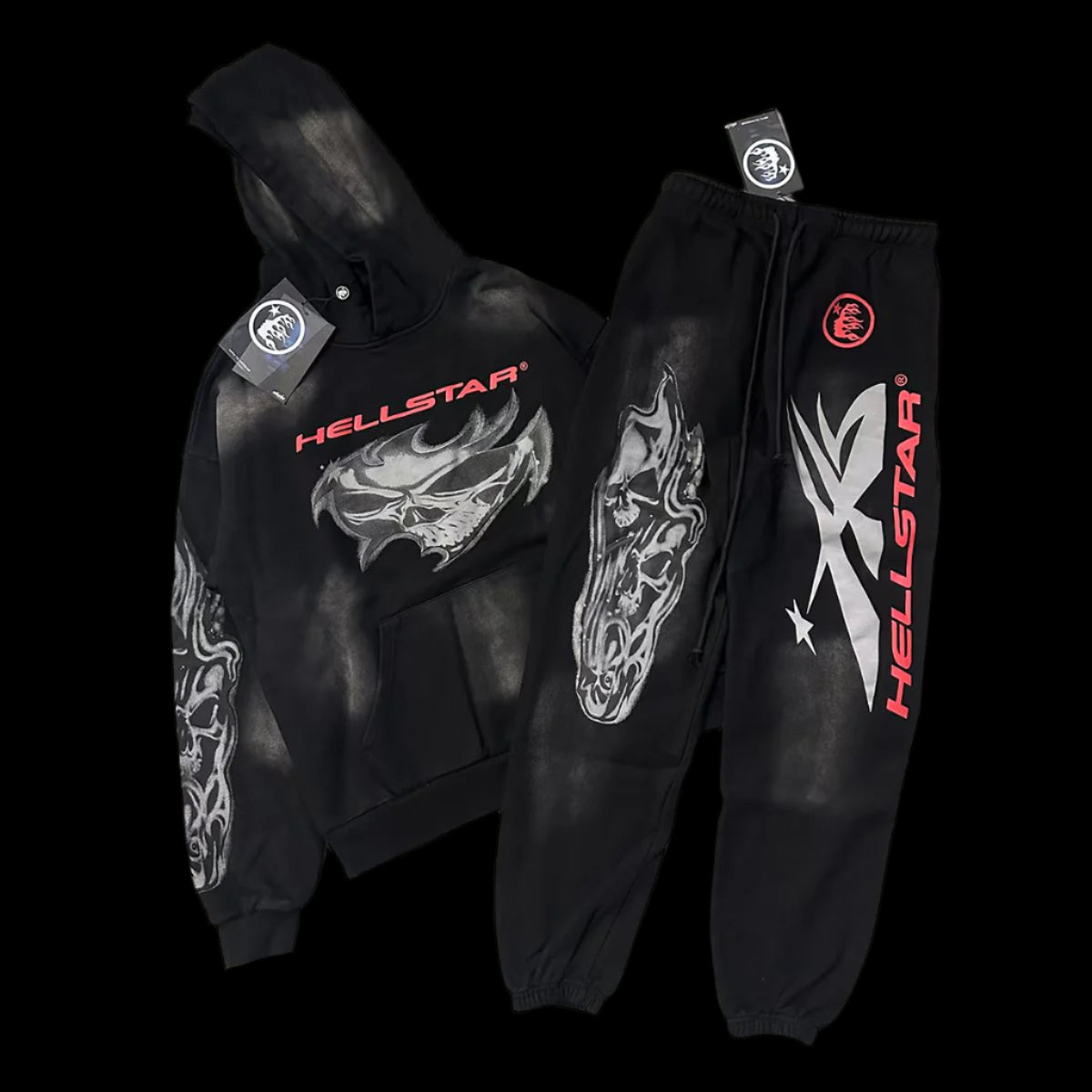 Hellstar Tracksuit Set Black & Red DripHaus