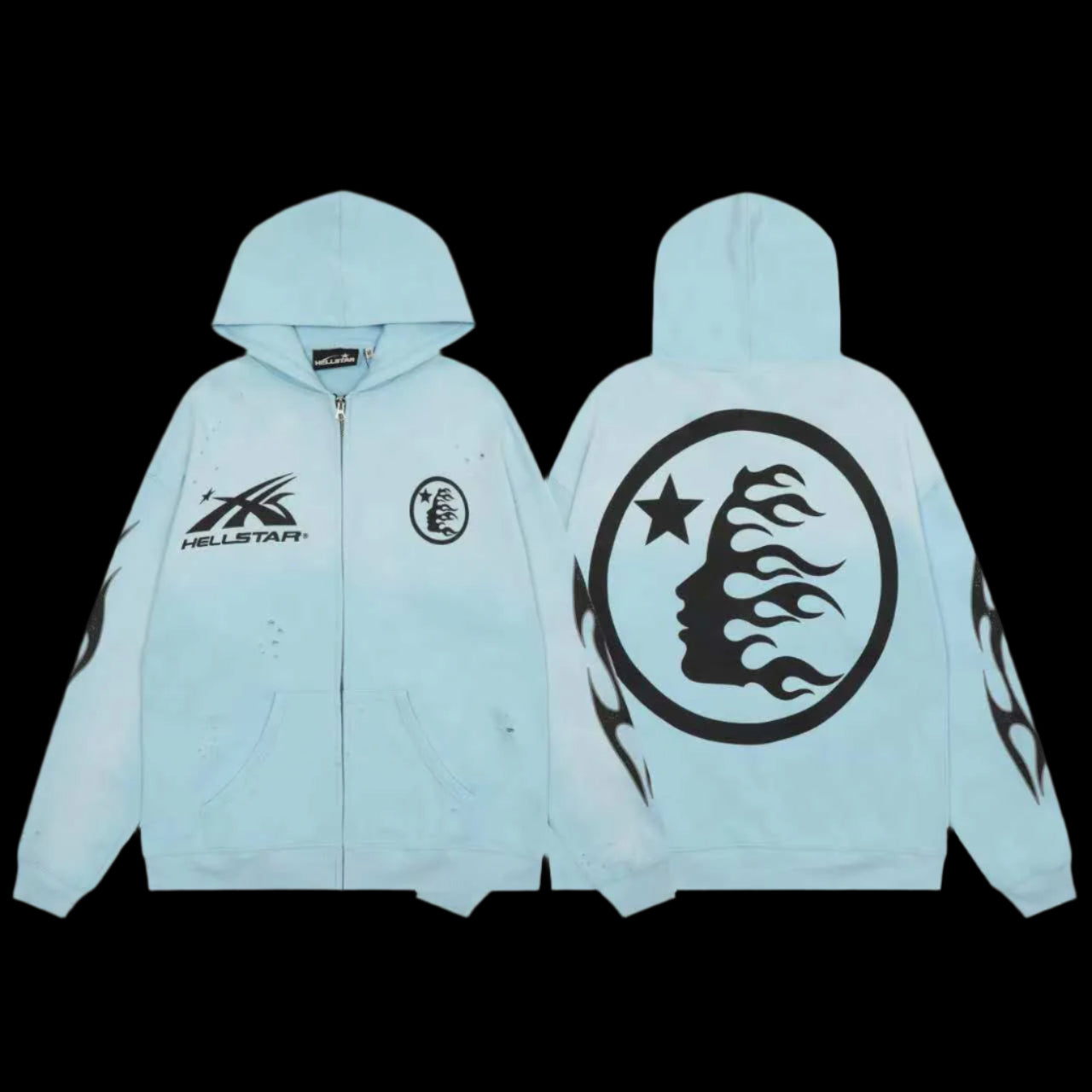 Hellstar Zip Up Hoodie Blue DripHaus