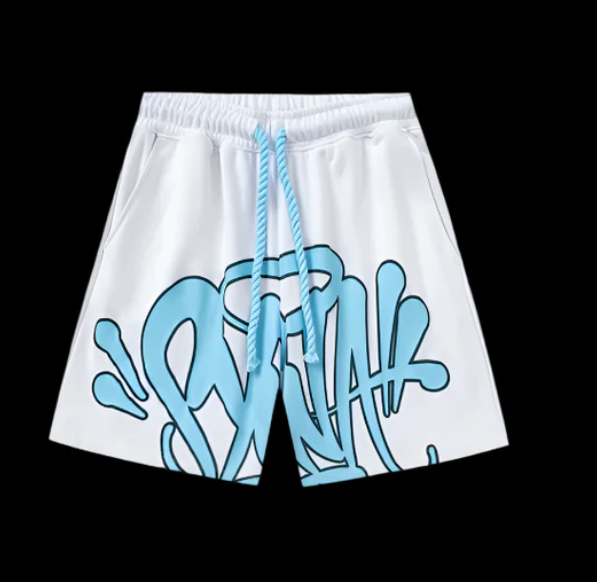 Syna World Short Set White & Cyan DripHaus