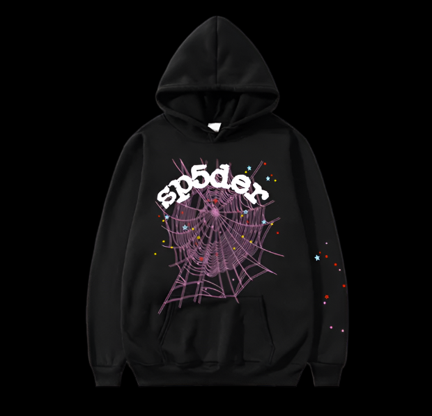 Sp5der Black Hoodie Purple Web DripHaus